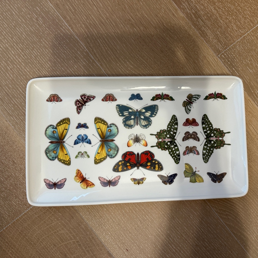 Portmeirion Botanic Garden Harmony 13" Rectangular Tray Butterfly Accent Motif